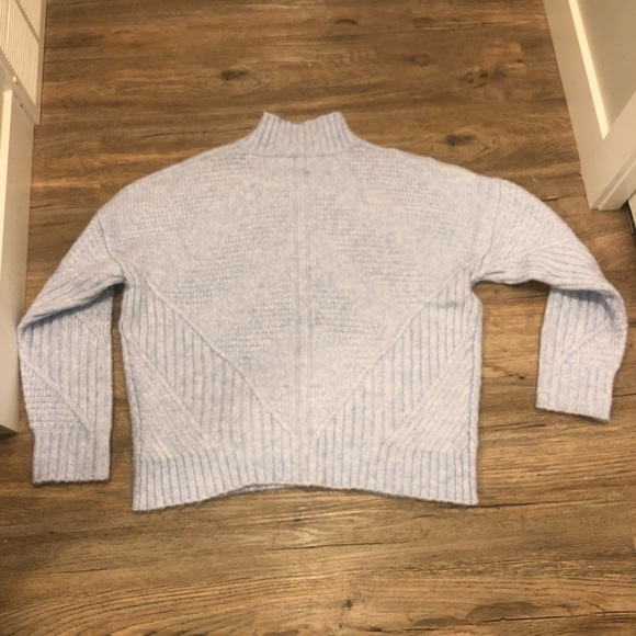 new Artelier Nicole Miller Chunky Cable Knit Pale Powder Blue Sweater Sz XL - Picture 2 of 3